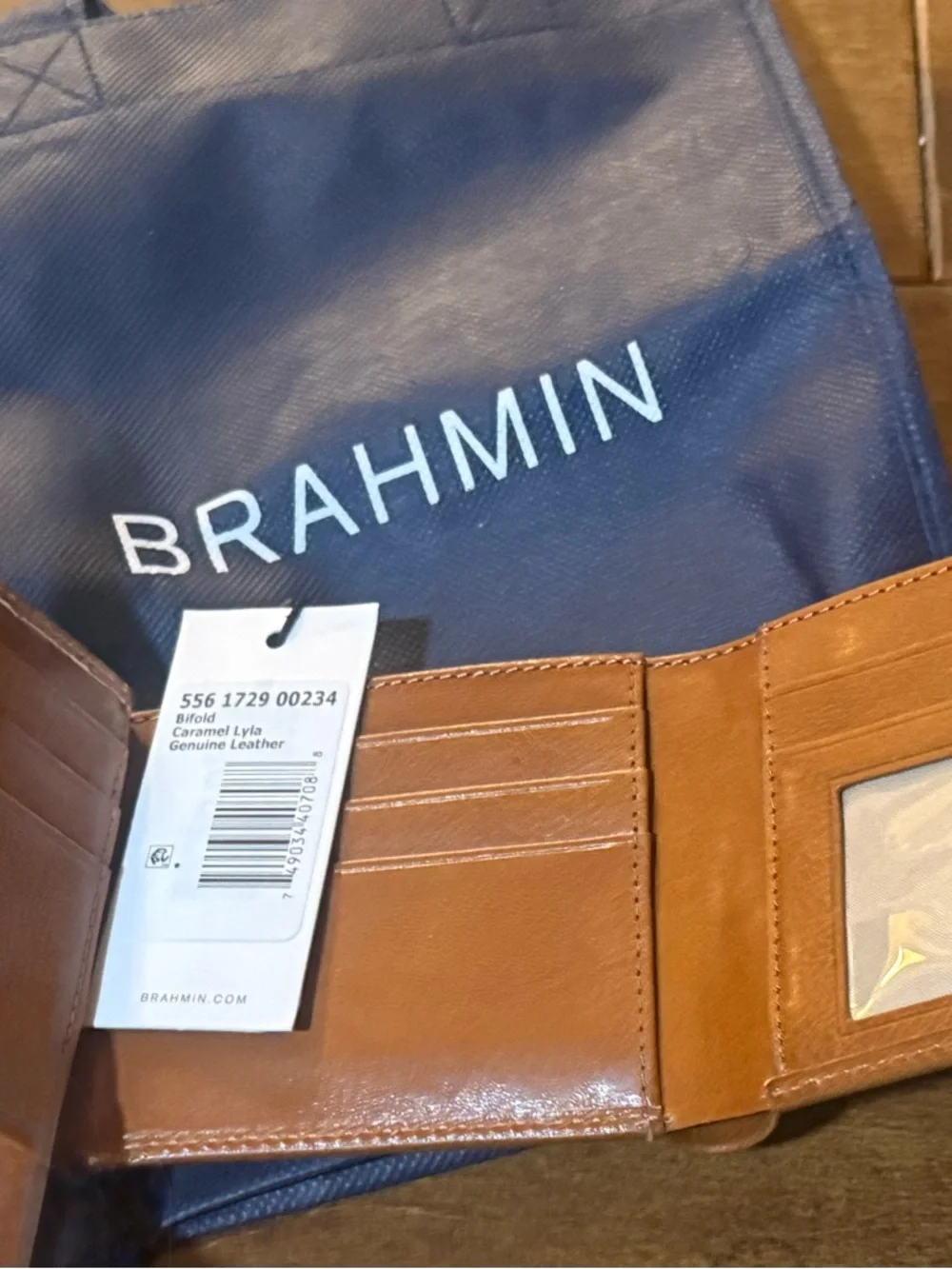 Brahmin Tan Men's Leather Bi-Fold Wallet with ID Window